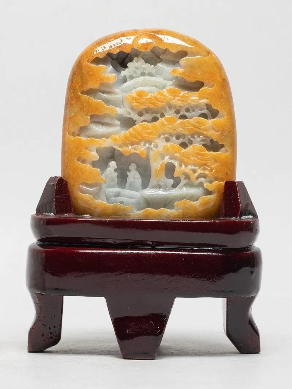 Rare Chinese Jadeite Carving with Natural Russet Skin – GIA Expert Identified